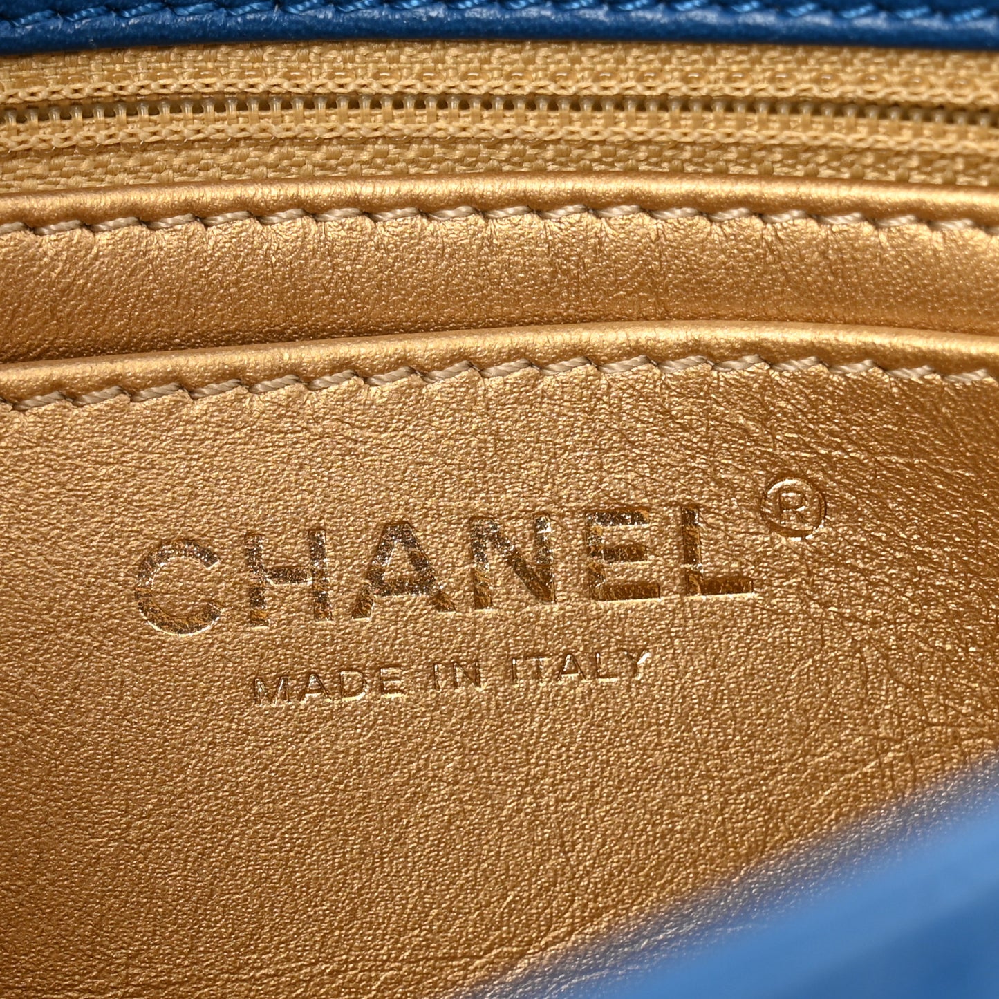 Lambskin Quilted Mini Pearl Crush Flap Blue