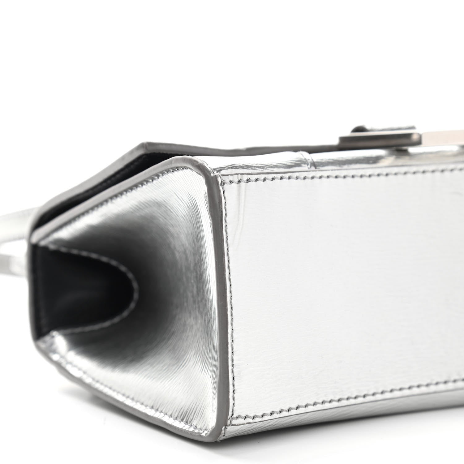 Balenciaga Metallic Textured Calfskin Hourglass Top Handle Bag XS Silver 8 of 10