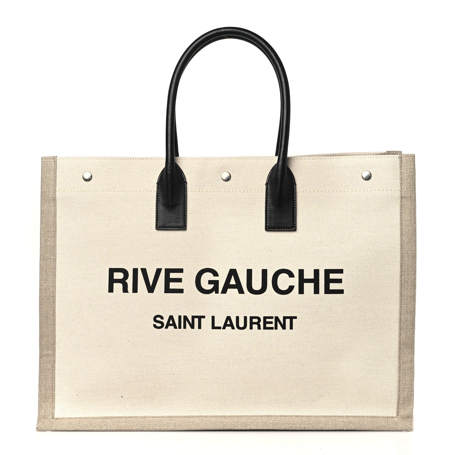 Saint Laurent Linen Calfskin Rive Gauche Tote Optic White 1 of 10