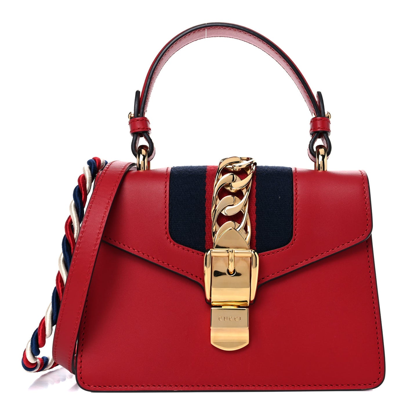 Calfskin Mini Sylvie Top Handle Bag Hibiscus Red