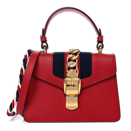 Gucci Calfskin Mini Sylvie Top Handle Bag Hibiscus Red 1 of 13
