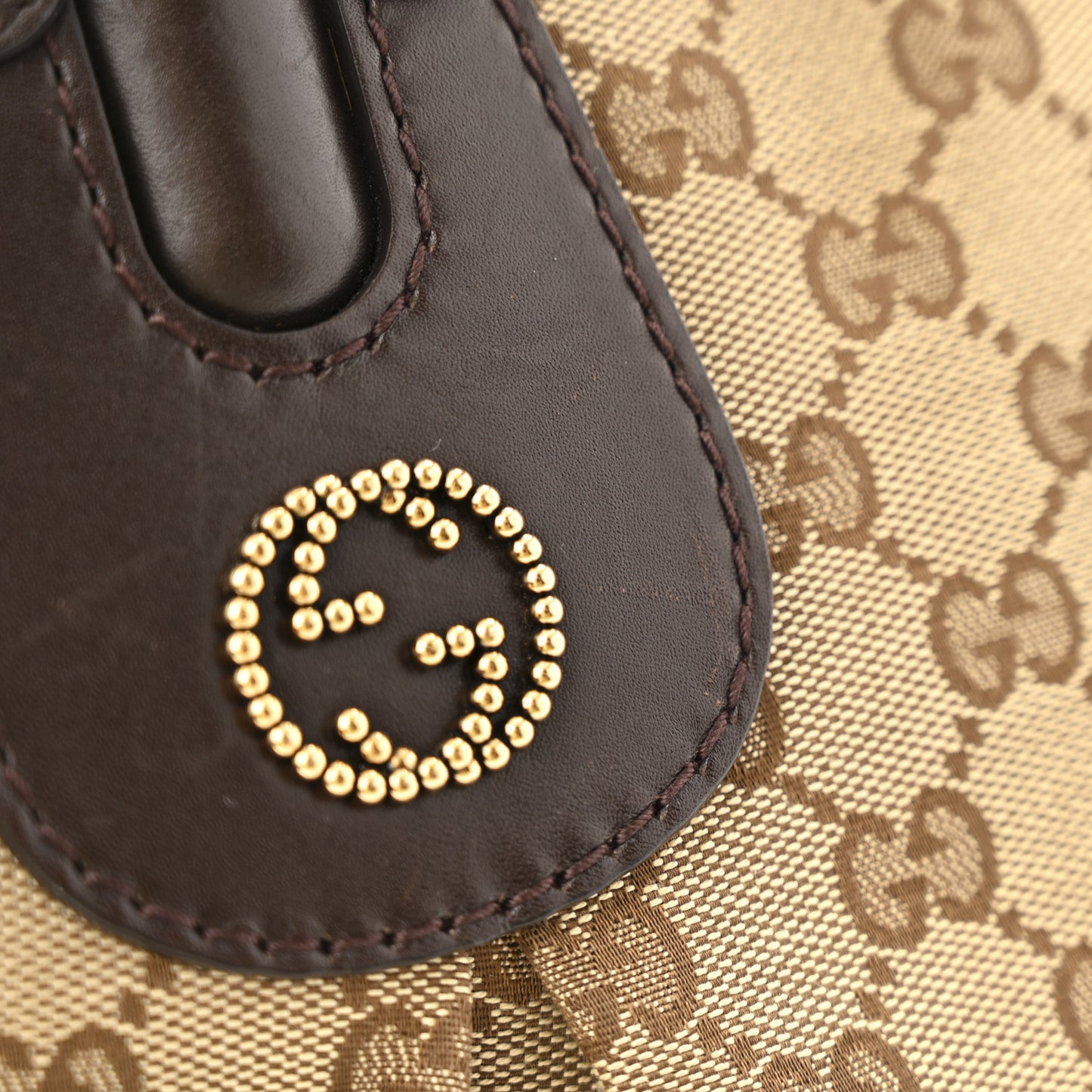 Monogram Medium Scarlett Studded Tote Dark Brown