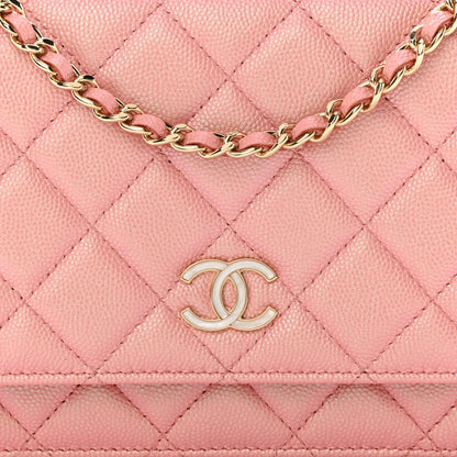 Chanel Iridescent Caviar Quilted Wallet on Chain WOC Rose Pink 9 of 14