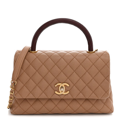 Chanel Caviar Lizard Quilted Small Coco Handle Flap Beige 1 of 10
