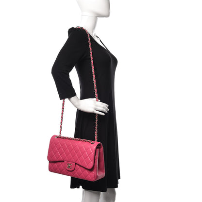 Chanel Lambskin Quilted Jumbo Double Flap Fuchsia 2 of 10