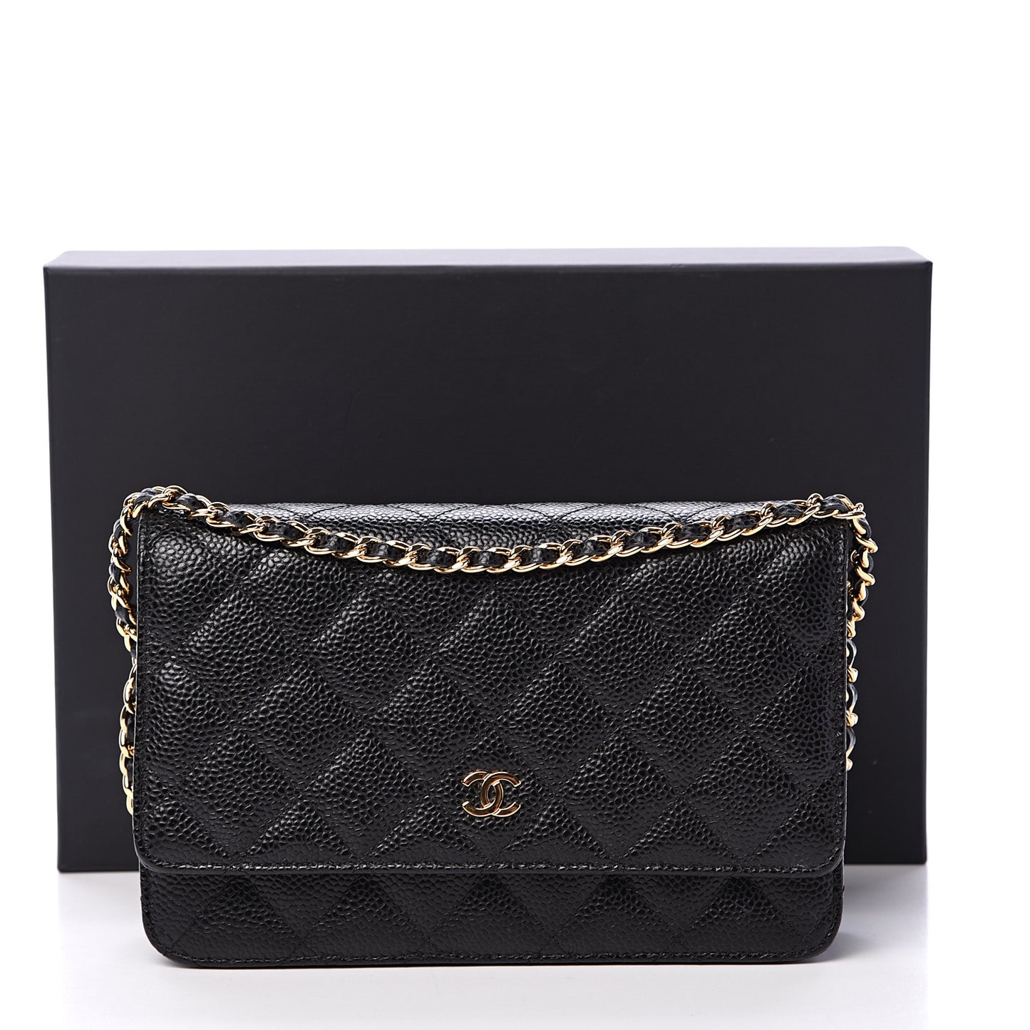 Caviar Quilted Wallet On Chain WOC Black