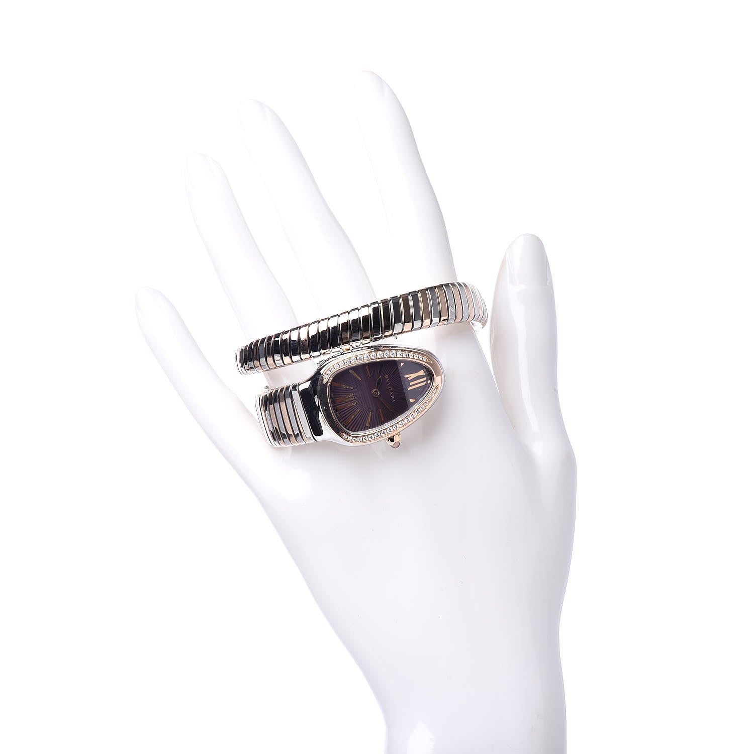 Bulgari Stainless Steel 18K Rose Gold Diamond Bezel 35mm Serpenti Tubogas Quartz Watch Purple 2 of 5