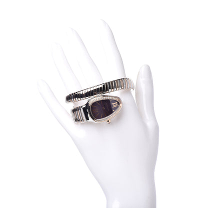 Bulgari Stainless Steel 18K Rose Gold Diamond Bezel 35mm Serpenti Tubogas Quartz Watch Purple 2 of 5