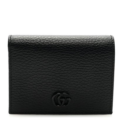 Gucci Dollar Calfskin Enamel Monochrome GG Marmont Card Case Black 1 of 7