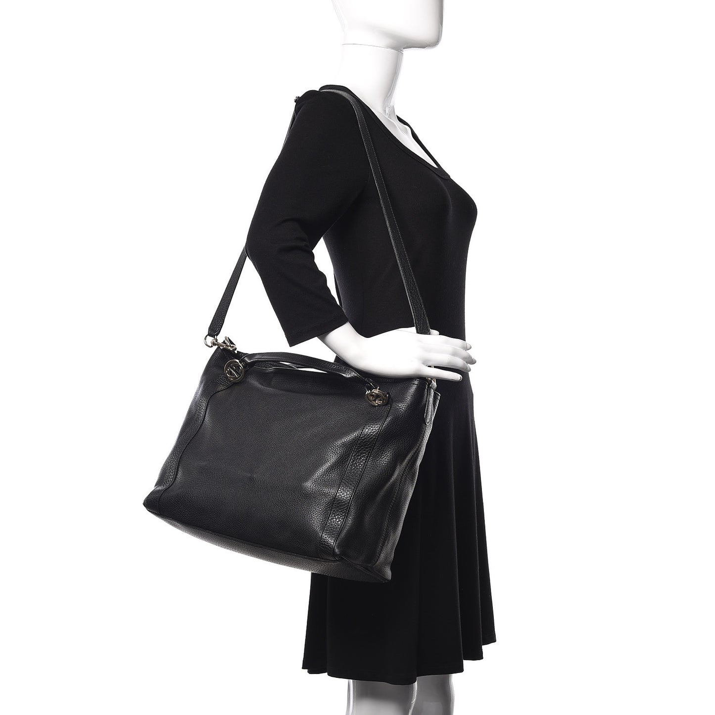 Cellarius Calfskin Medium Miss GG Top Handle Bag Black
