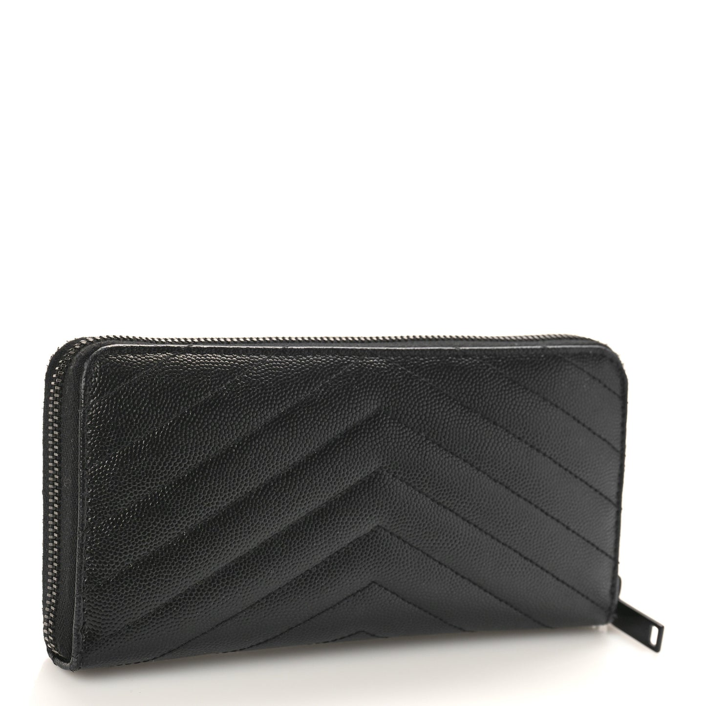 Grain De Poudre Matelasse Chevron Monogram Monochrome Zip Around Wallet Black