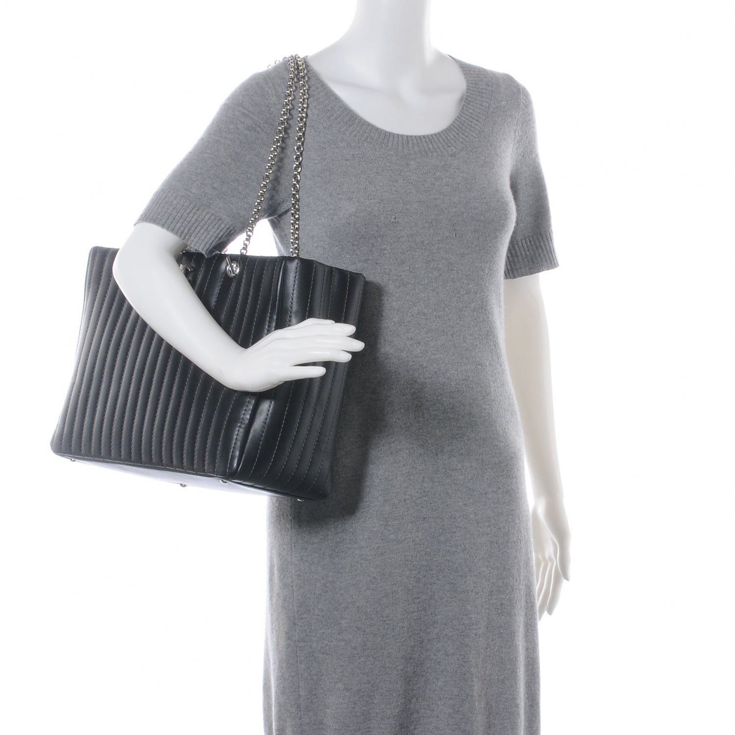 Chanel Lambskin Vertical Quilted Large Mademoiselle Tote Black 2 of 8