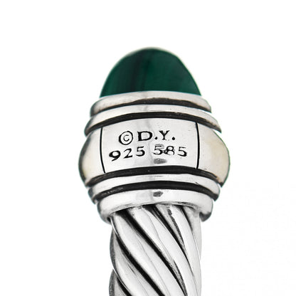 David Yurman Sterling Silver 14K Yellow Gold Malachite 5mm Cable Classic Bracelet 4 of 4