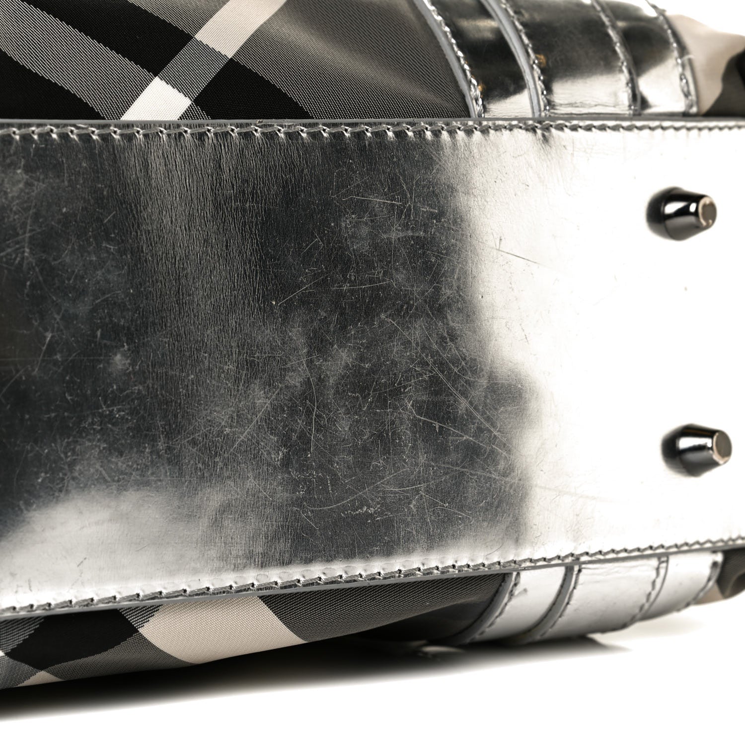 Burberry Nylon Beat Check Small Victoria Tote Silver 8 of 9