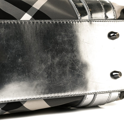 Burberry Nylon Beat Check Small Victoria Tote Silver 8 of 9