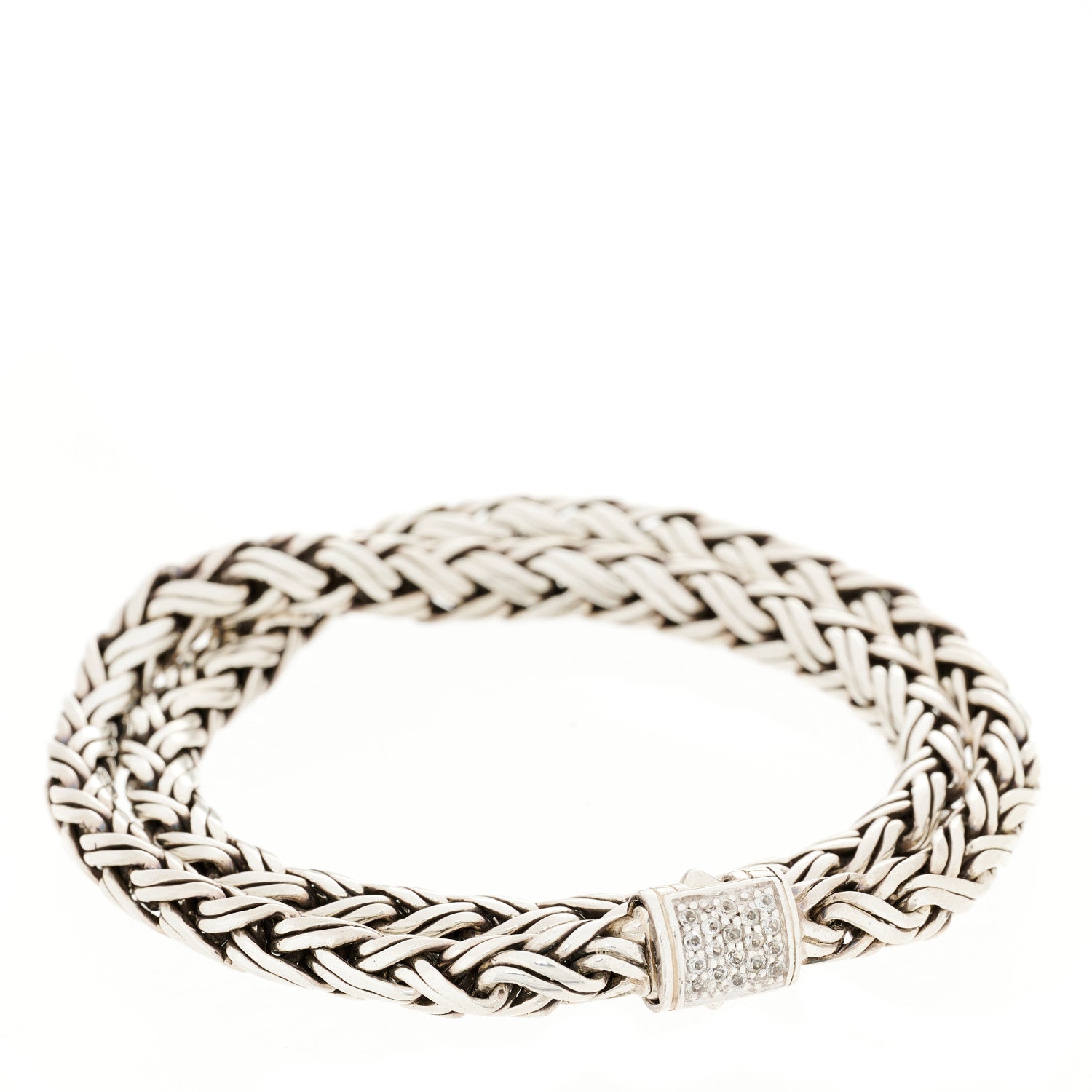 John Hardy Sterling Silver White Topaz Classic Chain Kepang Double Wrap Bracelet 1 of 3