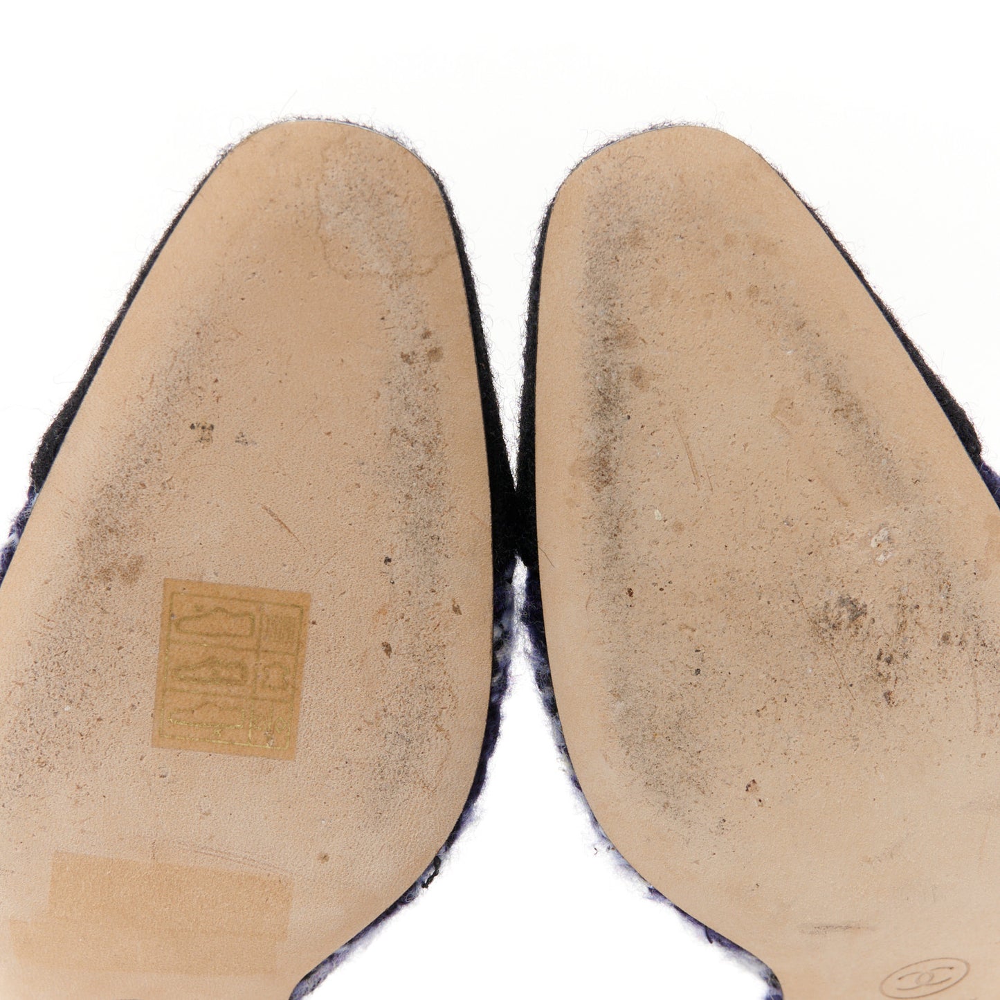Tweed Cap Toe CC Slingback Pumps 36.5 Navy Blue Black