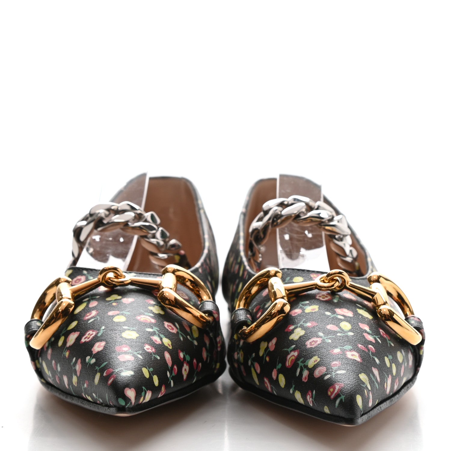 Gucci X LIBERTY OF LONDON Nappa Infinity Holly Deva Horsebit Chain Embellished Flats 37 Black Peach 2 of 9