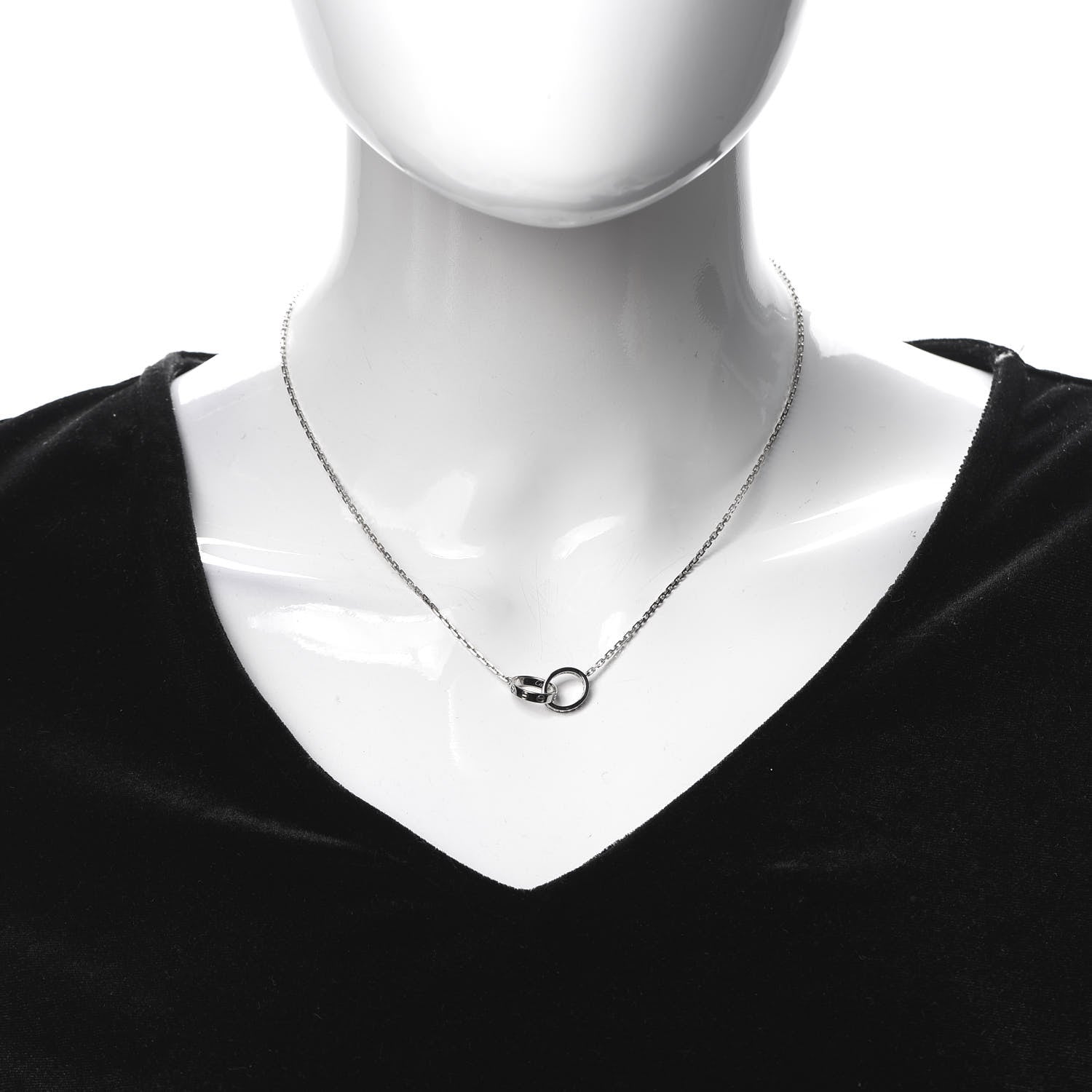 Cartier 18K White Gold Diamond Interlocking LOVE Necklace 2 of 6