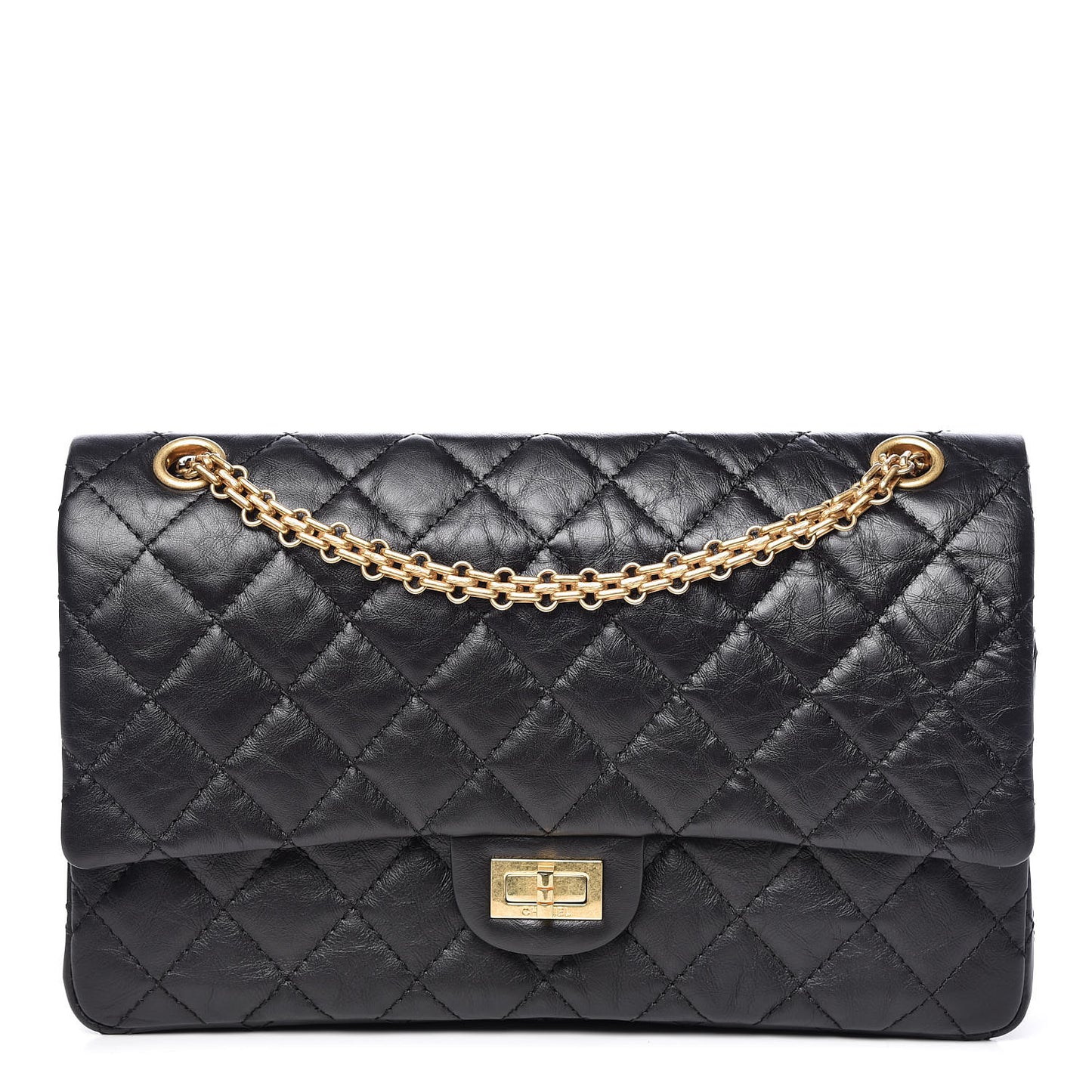 Aged Calfskin Quilted 2.55 Reissue 226 Flap Black
