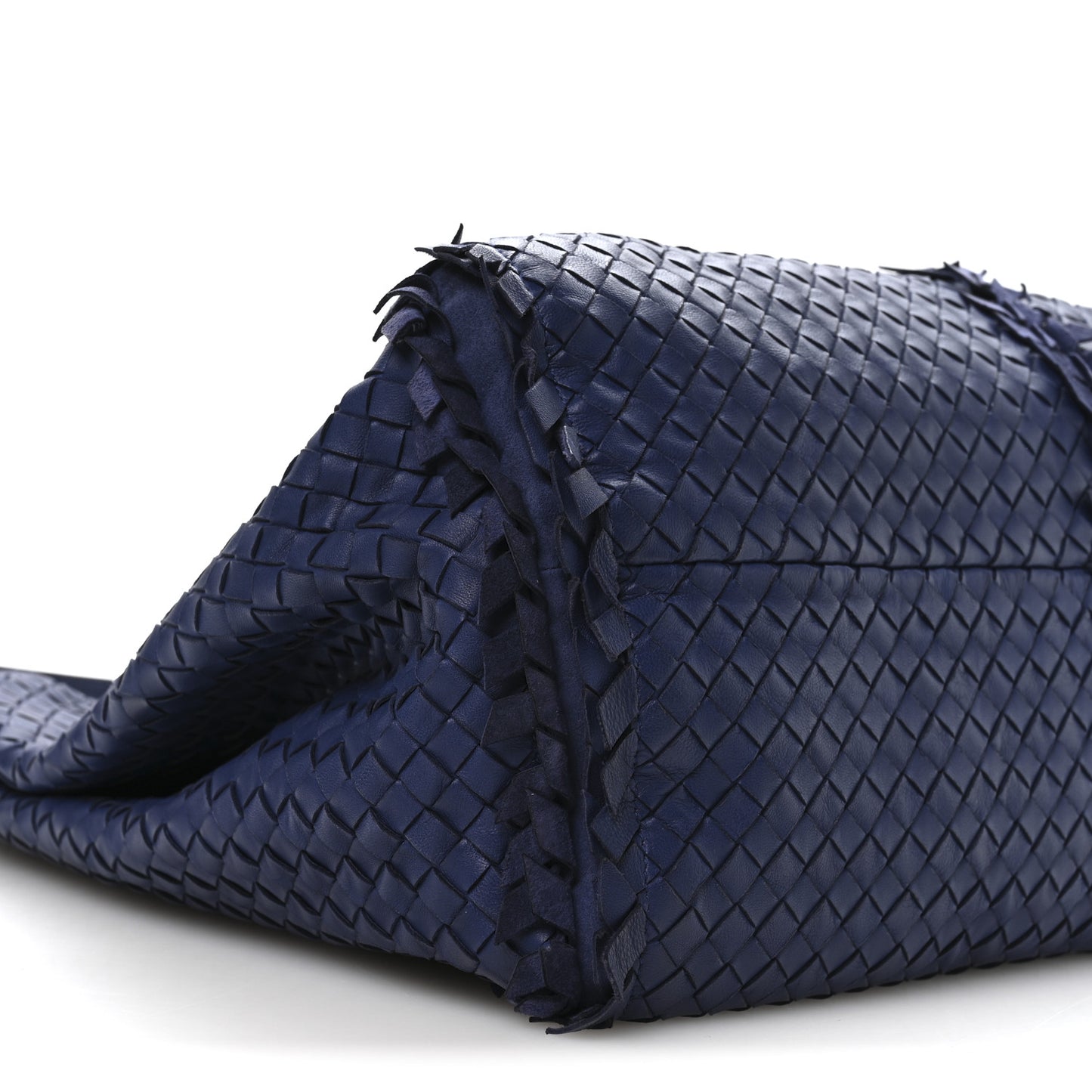 Nappa Intrecciato Large Franges Shoulder Bag Blue