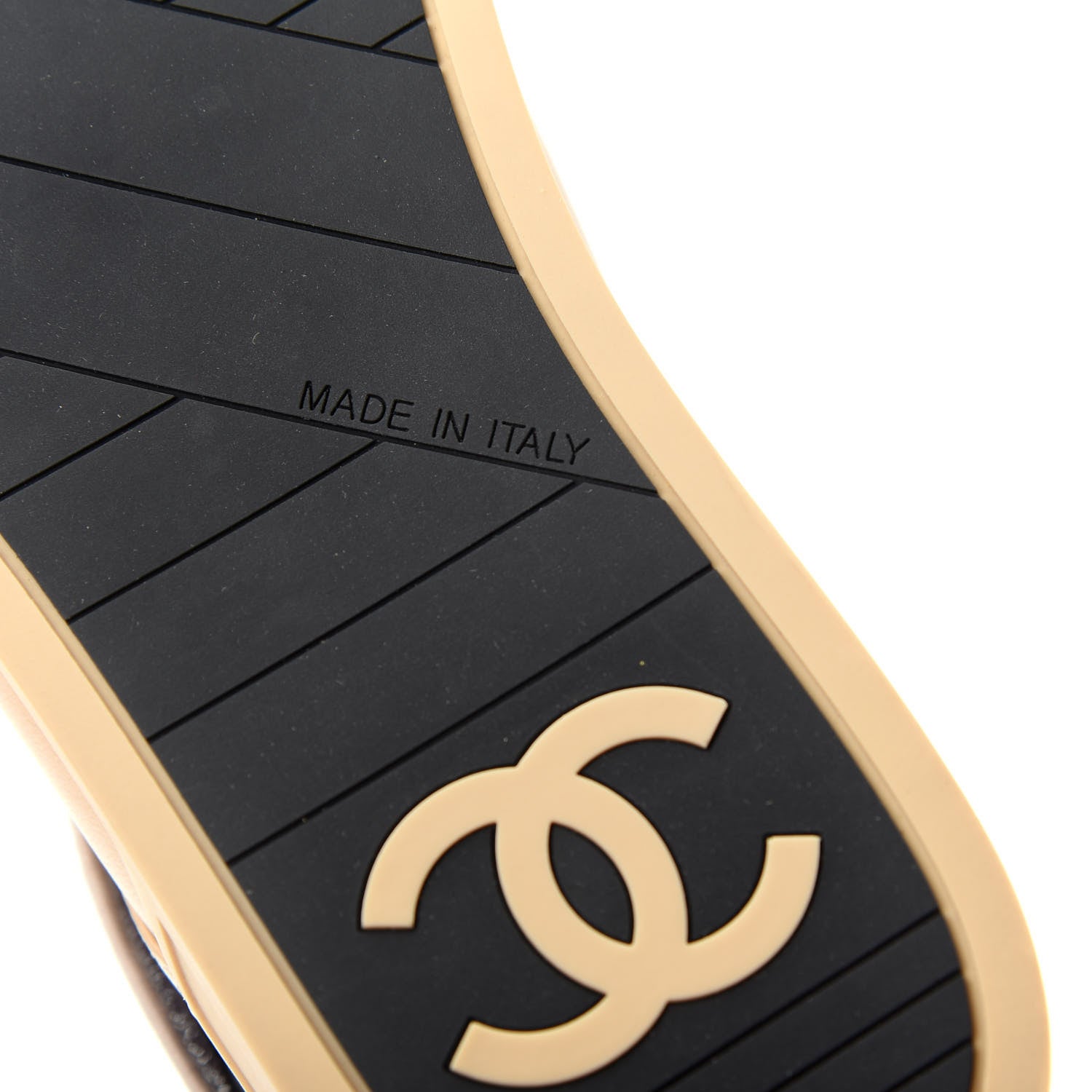 Chanel Lambskin Logo Strap Sneakers 39.5 Beige Black 9 of 11