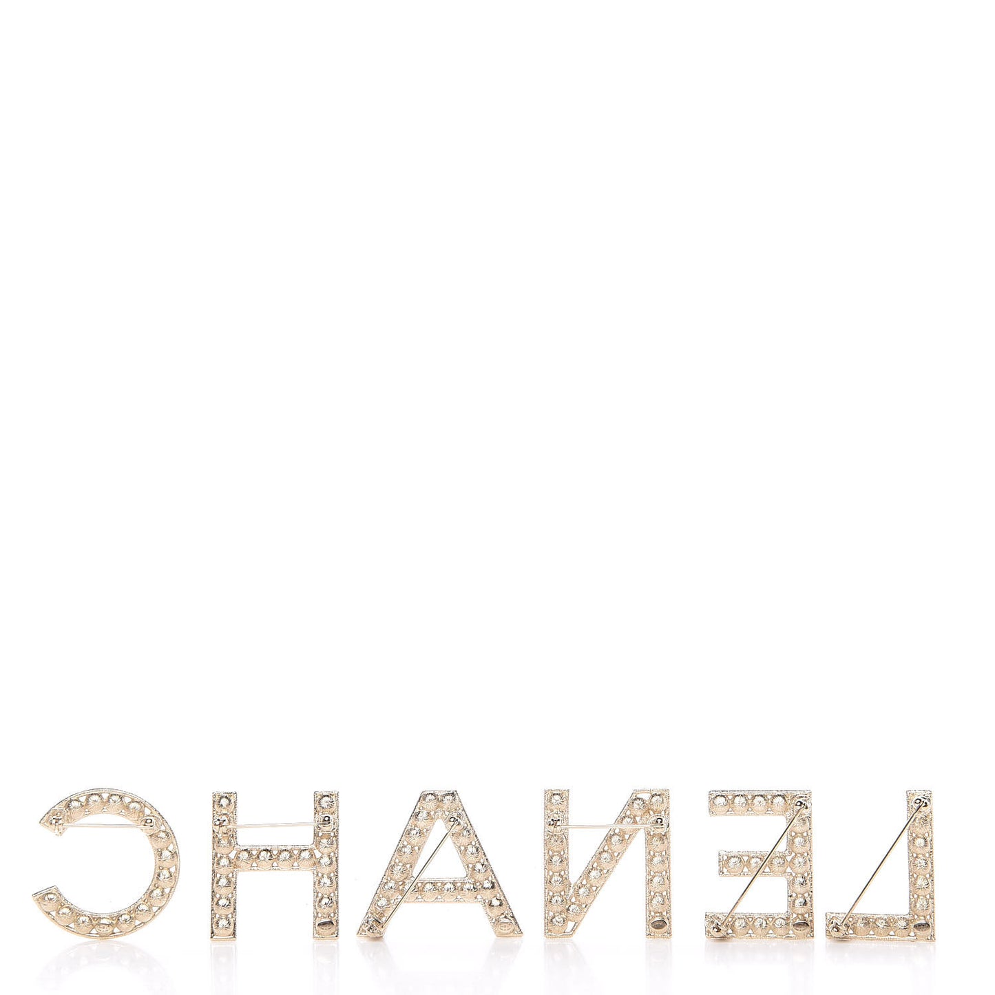 Crystal Cha-Nel Logo Brooch Set Gold