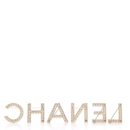 Chanel Crystal Cha-Nel Logo Brooch Set Gold 3 of 7