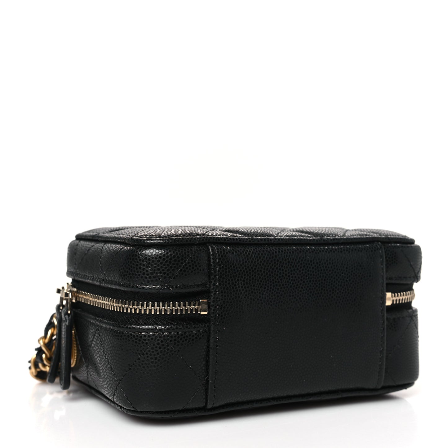 Caviar Quilted Twist Your Buttons Clutch With Chain Black