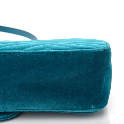 Gucci Velvet Matelasse Small GG Marmont Shoulder Bag Pavone Cyan 8 of 9