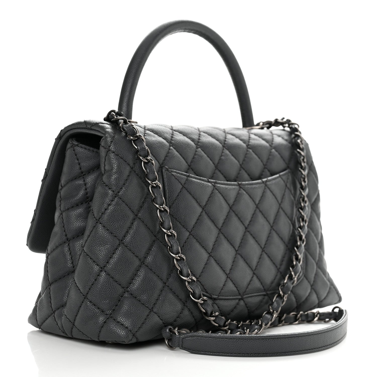 Chanel Caviar Quilted Small Coco Handle Flap Grey 2 of 10