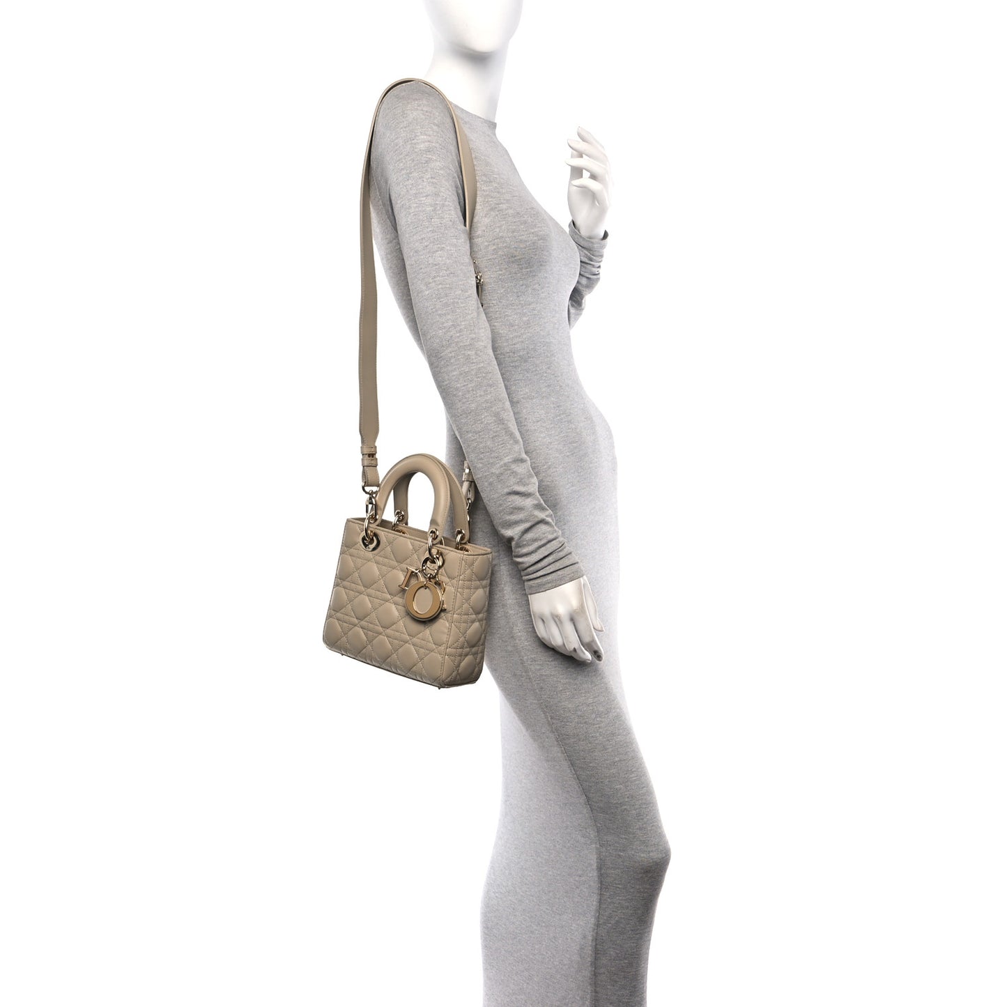 Lambskin Cannage Small Lucky Badges My Lady Dior Beige