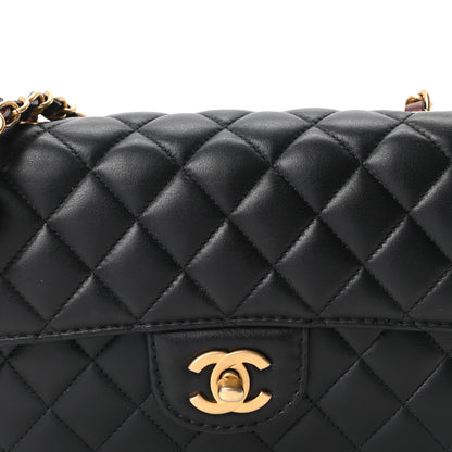 Chanel Calfskin Quilted Small Strap Into Flap Bag Black Burgundy 8 of 10