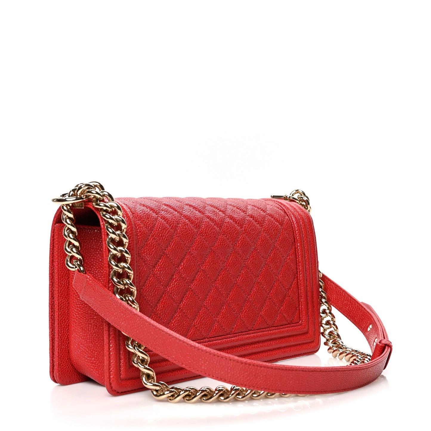 Caviar Quilted Medium Boy Flap Red