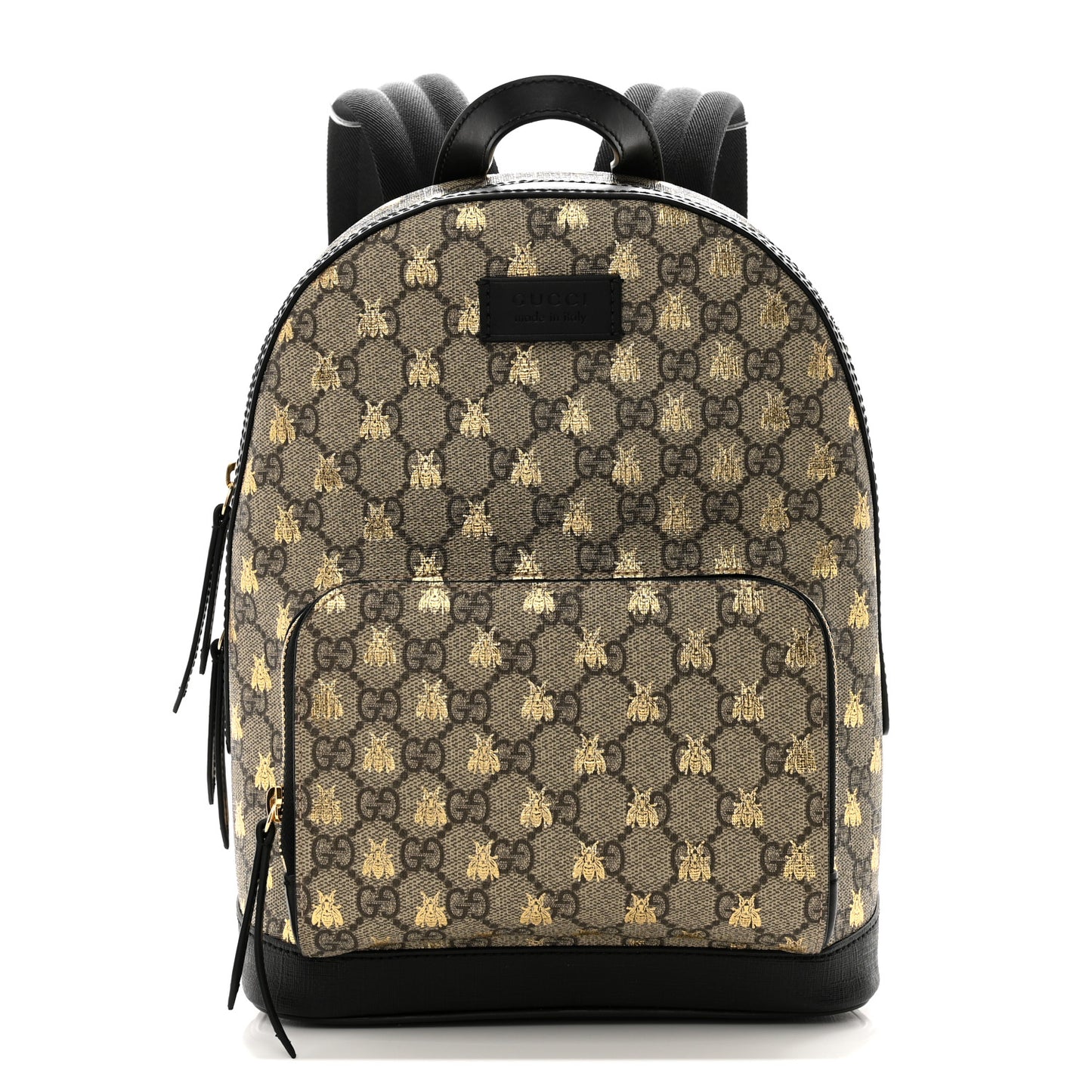 GG Supreme Monogram Bees Print Small Day Backpack Beige Oro Black