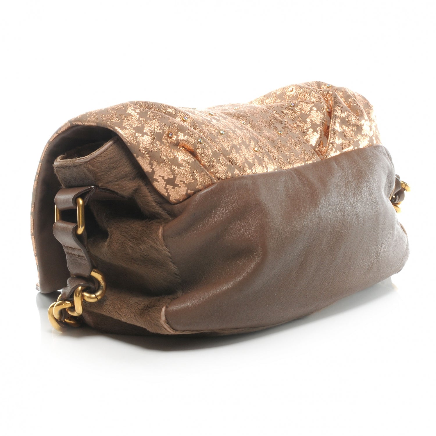 Marc Jacobs Calf Hair and Leather Houndstooth Print Rockstar Jennifer Bag Taupe 3 of 7
