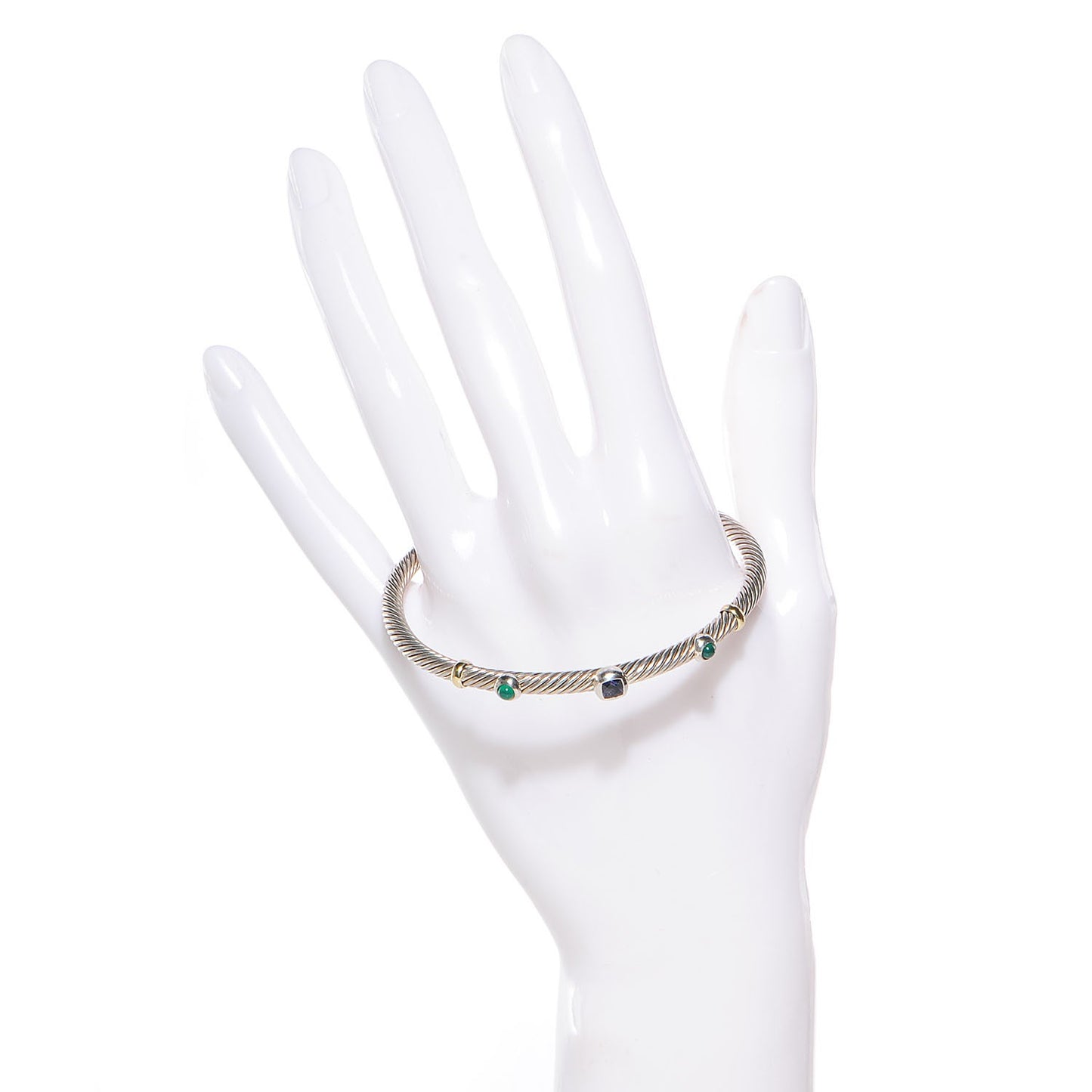 Sterling 18k Gold Iolite Onyx 4mm Renaissance Bracelet