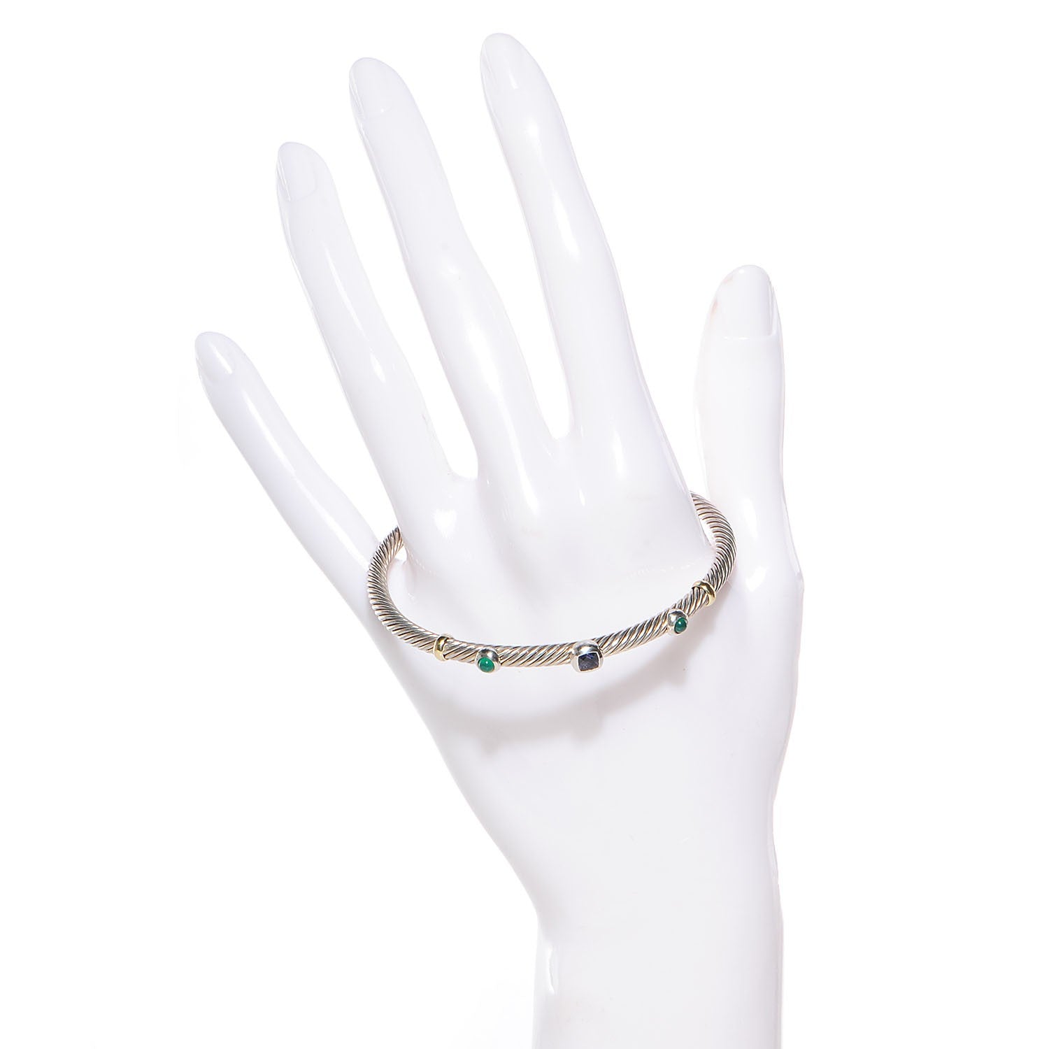 David Yurman Sterling 18k Gold Iolite Onyx 4mm Renaissance Bracelet 2 of 6