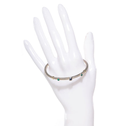 David Yurman Sterling 18k Gold Iolite Onyx 4mm Renaissance Bracelet 2 of 6