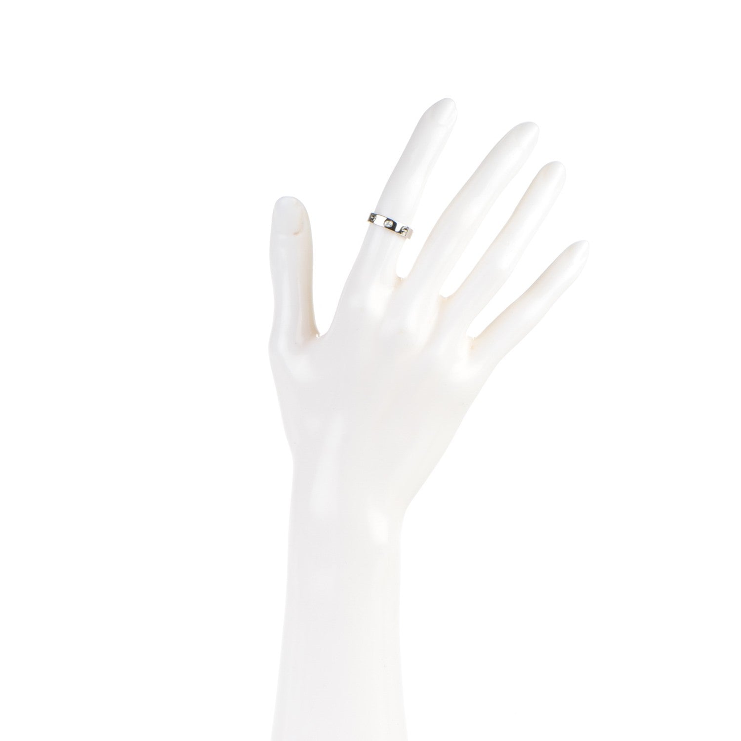 Cartier 18K White Gold Diamond 4mm LOVE Wedding Band Ring 47 4 2 of 5