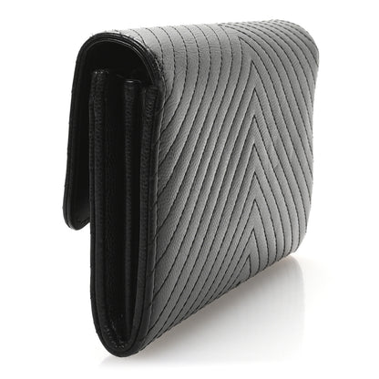 Chanel Caviar Chevron Quilted Large Flap Wallet Black 3 of 9