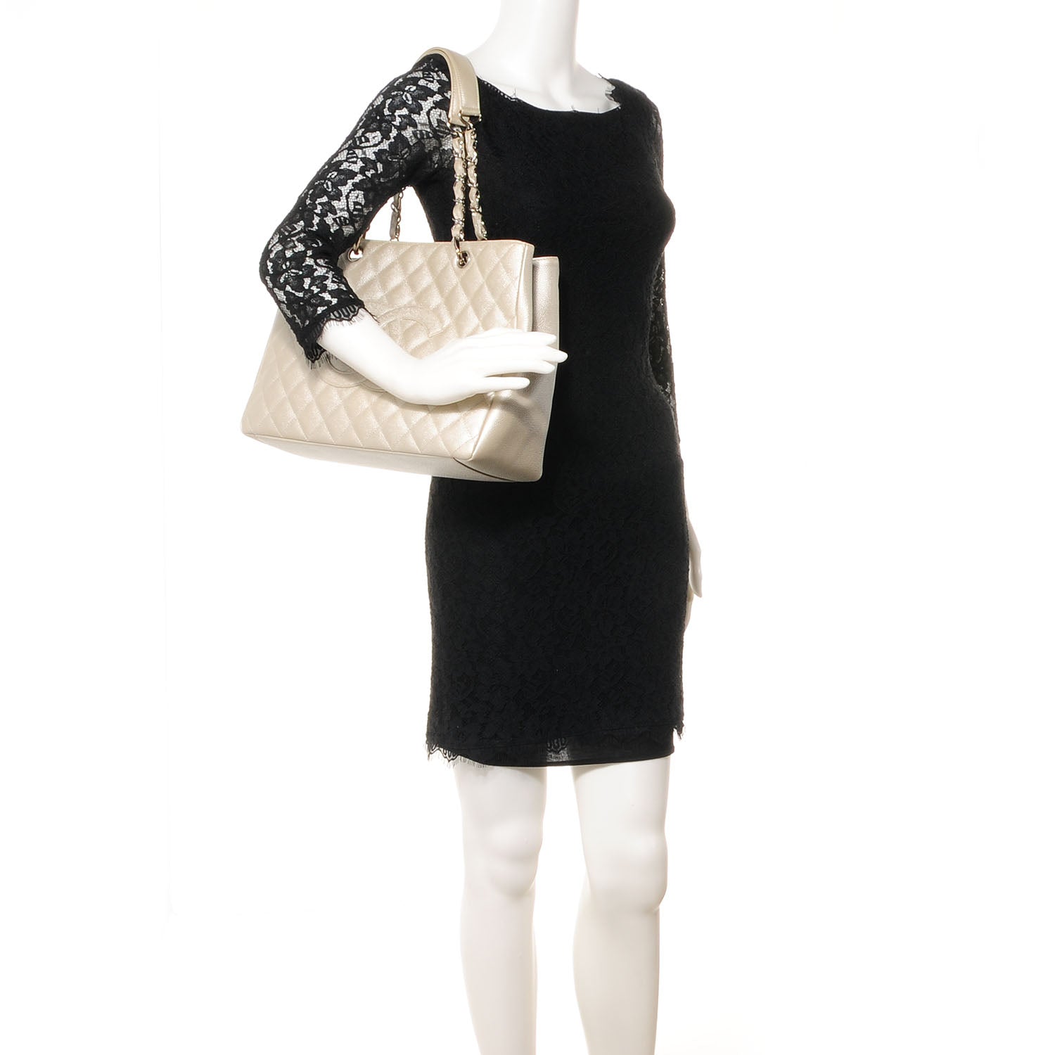 Chanel Caviar Quilted Grand Shopping Tote GST Pearl 2 of 8