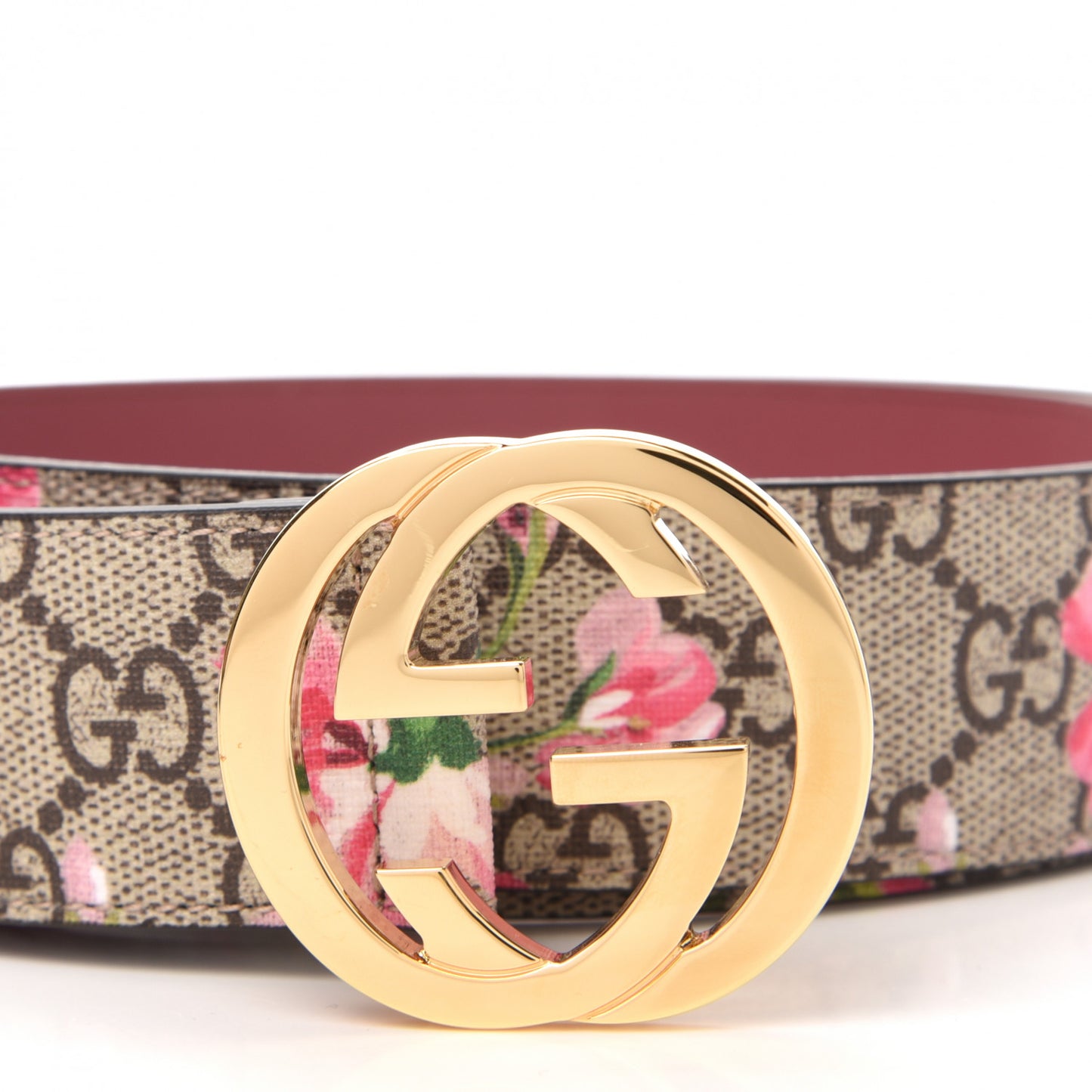 GG Supreme Monogram Blooms Moon Calfskin Interlocking G 37mm Belt 100 40 Beige Ebony Multicolor Dry Rose