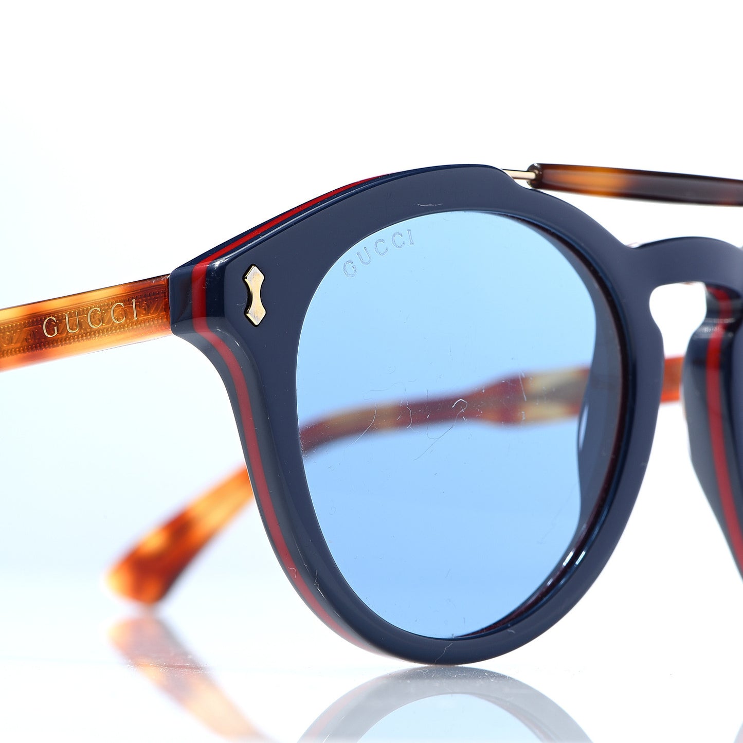 Round Avana Sunglasses GG0124SA Tortoise Blue
