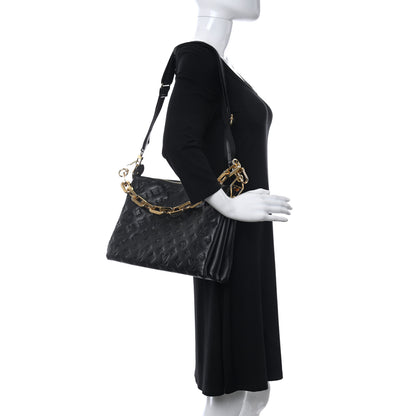 Louis Vuitton Lambskin Embossed Monogram Coussin MM Black 3 of 9