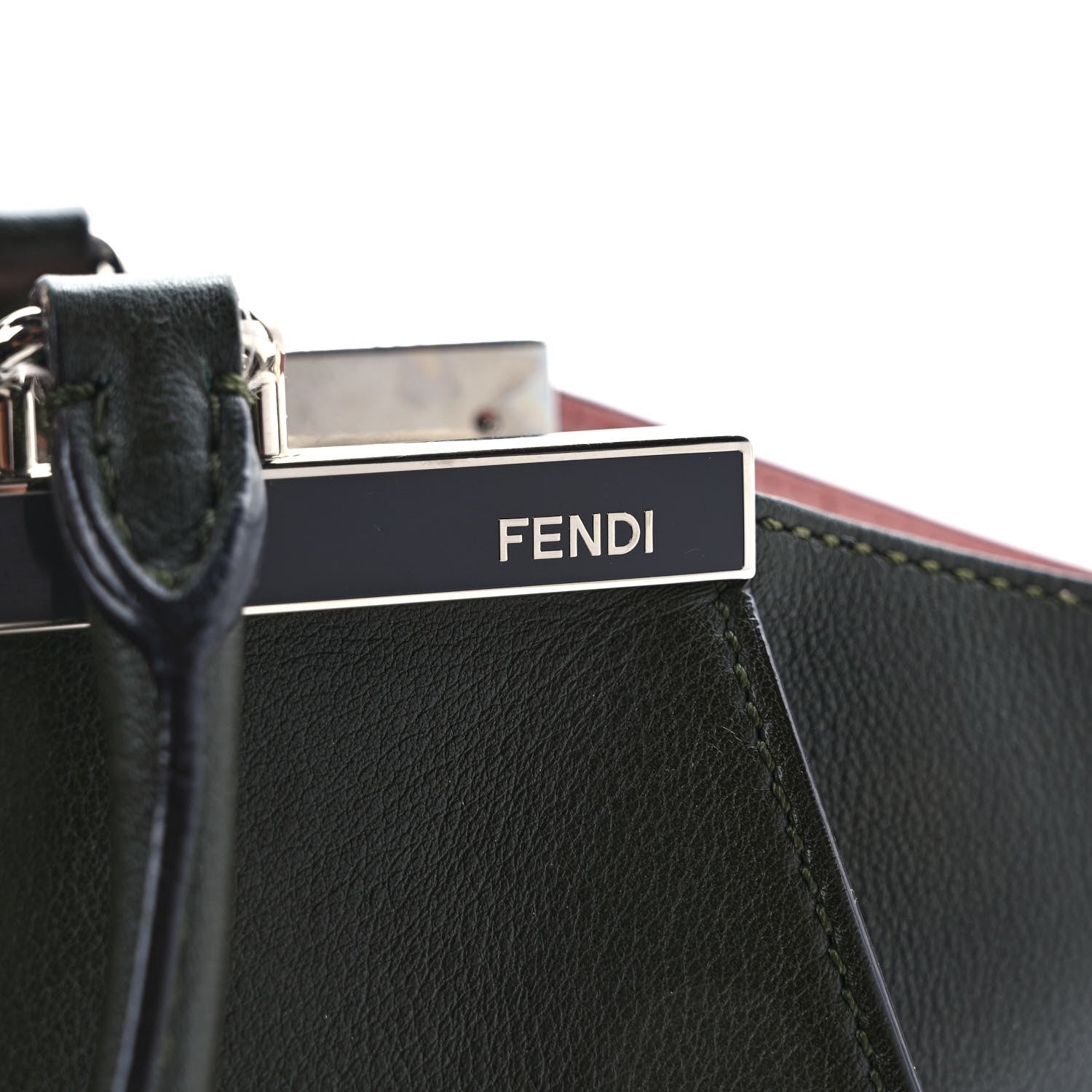 Fendi Vitello Dolce Marmol Shiny Nappa Petite 3Jours Tote Verde Prato 6 of 13