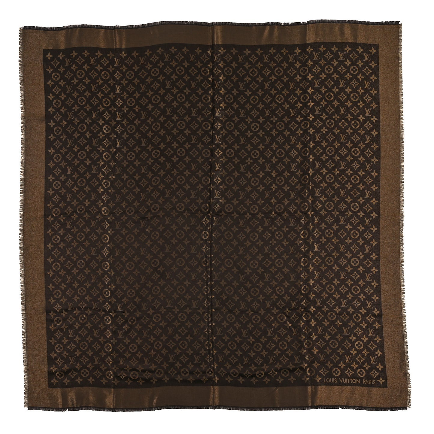 Silk Lurex Wool Monogram Shine Shawl Brown
