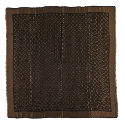 Louis Vuitton Silk Lurex Wool Monogram Shine Shawl Brown 1 of 3