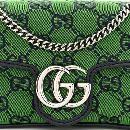 Gucci Monogram Multicolor Matelasse Diagonal Super Mini GG Marmont Shoulder Bag Green Blue 8 of 11