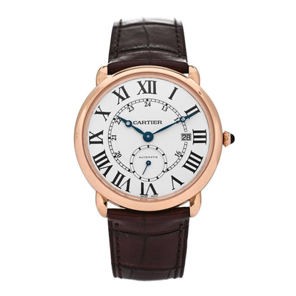Cartier 18K Pink Gold Alligator 40mm Ronde Louis Automatic Watch Brown 1 of 5